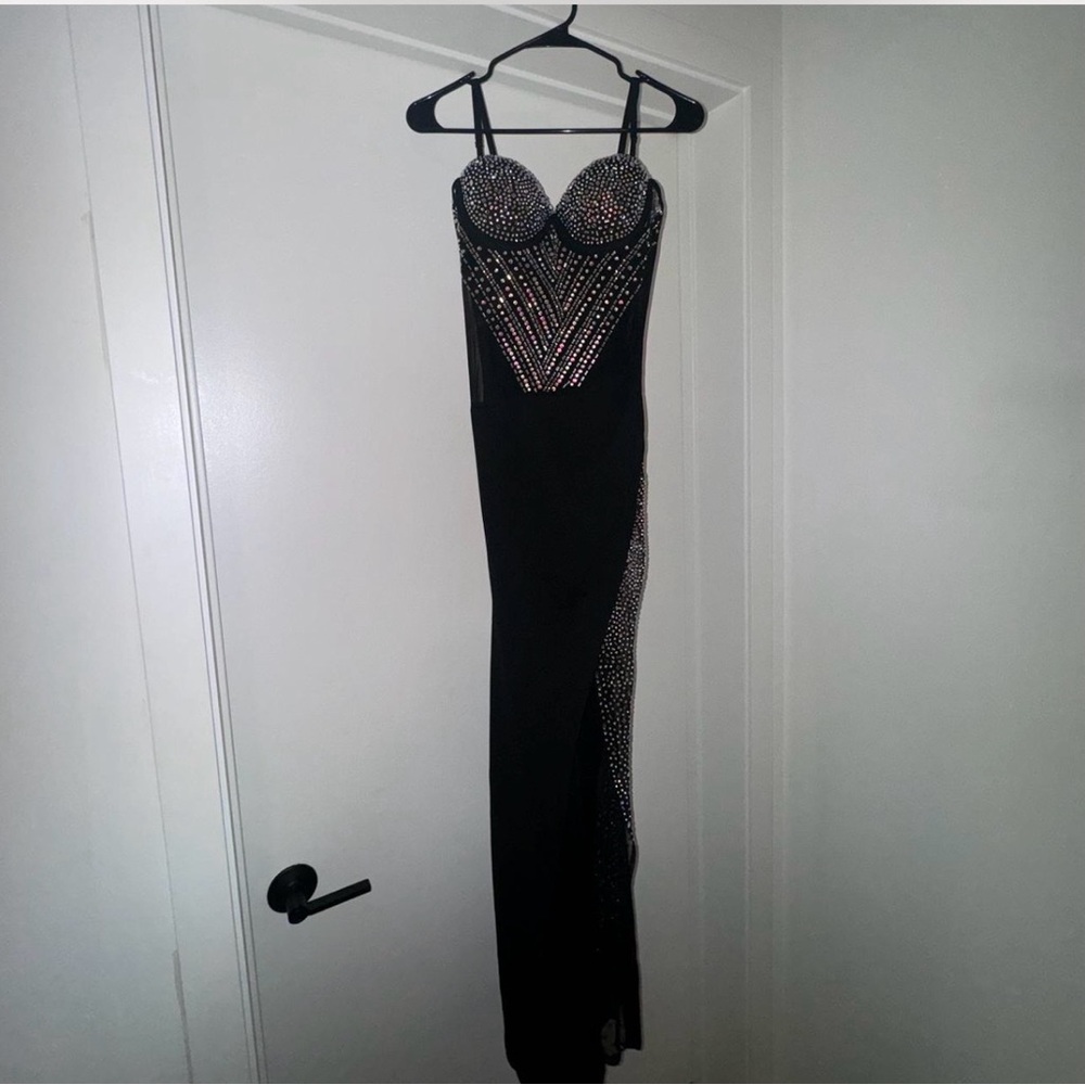 Beach Bunny Black Strapless Dress with Silver Accents